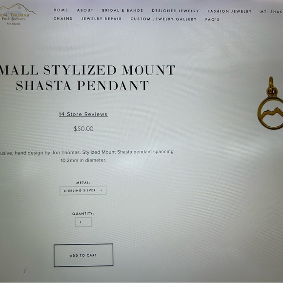 Jon Thomas Small Stylized Mount Shasta Pendant - Picture 4 of 5